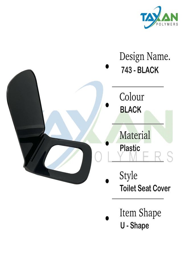 TAXAN POLYMERS غطاء مقعد المرحاض البلاستيكي من تاكسان مزود بآلية إغلاق ناعم - غطاء مقعد المرحاض على شكل حرف U - بتصميم أنيق وسهل التركيب مع طقم التركيب (45 سم × 34 سم، أسود) - Image 5